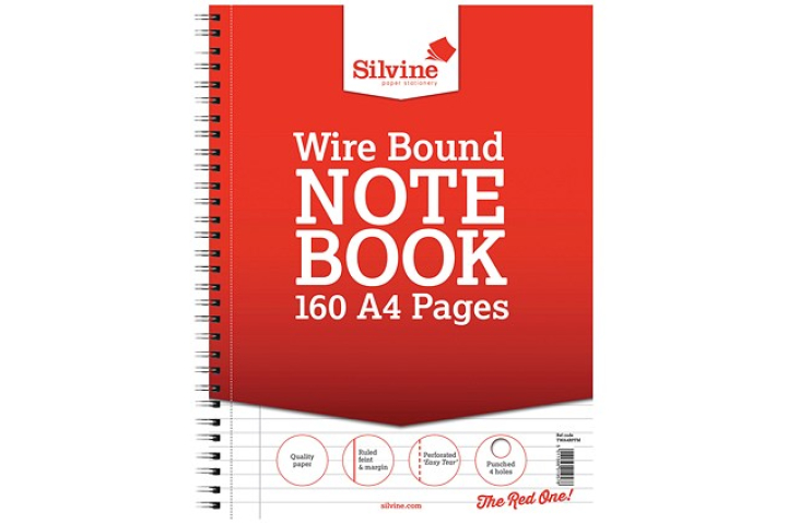 A4 Twin Wire Note Pad 160 Page  Pk6
