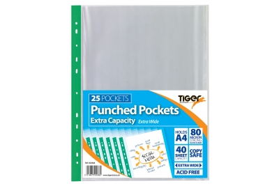 Premium Punched Pockets A4 Oversized Extra Capacity Pk25