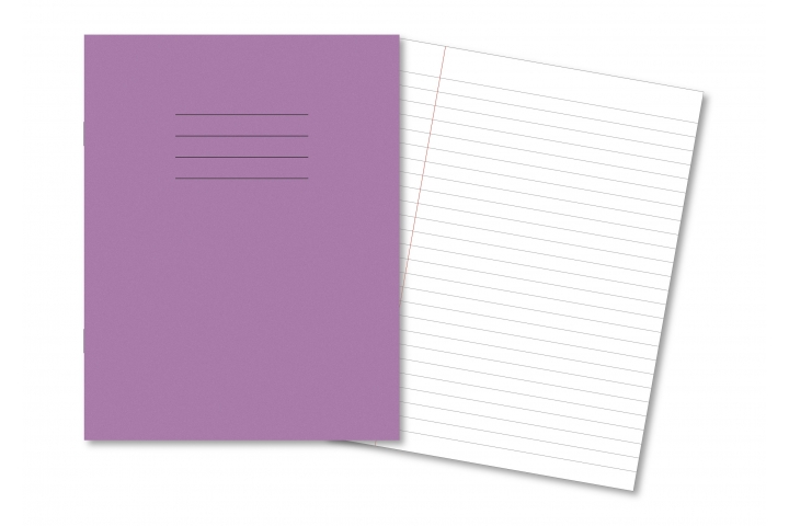 Portrait 9x7 Exercise Book 80 Page Pk 100 8mm Feint & Margin Purple