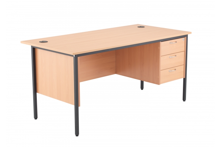 Single Pedestal Teachers Desk 3 Drawer 1200mm Wide pk 1 (Flat Packed)