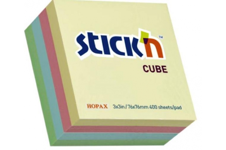 Performance Sticky Note Cube 75 x 75mm Assorted Pastel Colours 400 Sheets