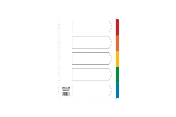 Performance White Board Dividers Multi-Colour Tabbed 5 Part Set