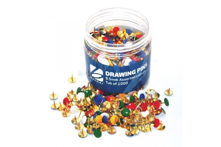 Performance Drawing Pins Assorted Colours Pk750