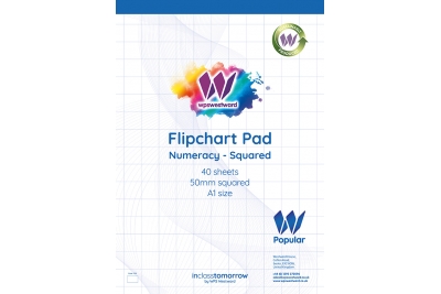 Popular Flipchart Pads 40 Sheets 2 Hole Punched & Perforated 50mm Squares Pk5