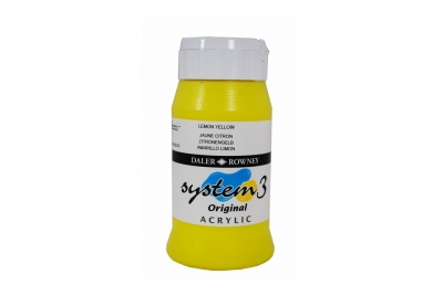 System 3 Water Based Acrylic Paint Lemon Yellow 500ml pk 1