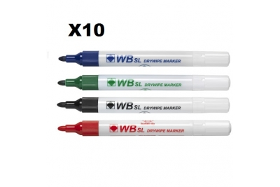 Popular Teacher Classpack Drywipe Marker Bullet Tip Assorted Pk 40 Contains X10 