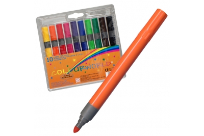 Popular Broad Felt Tip Colouring Pen Assorted Pk 10