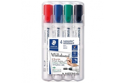 Staedtler Drywipe Marker - Bullet Tip - Assorted Colour - Pack of 4