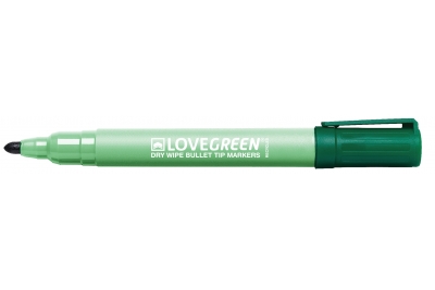 Eco Range Dry Wipe Marker Bullet Tip Green 100% Recycled Plastic Pk10