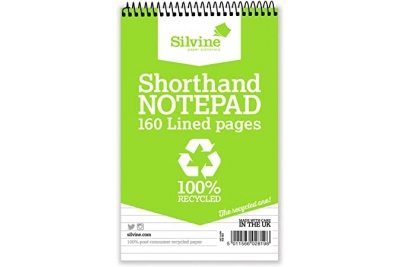 Eco Range Shorthand Notebook 8 x 5 160 Page 100% Post Consumer Recycled Paper Pk
