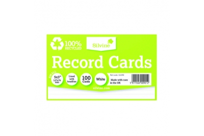 Eco Range Record-Revision Cards 5 x 3 (127 x 77mm) Made from 100% Post Consumer 