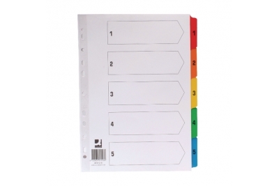 Popular A4 White Board Multi-Colour Tabbed Indexes 1-5