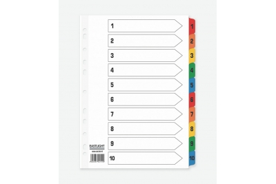 Popular A4 White Board Multi-Colour Tabbed Indexes 1-10