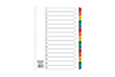Popular A4 White Board Multi-Colour Tabbed Indexes 1-15