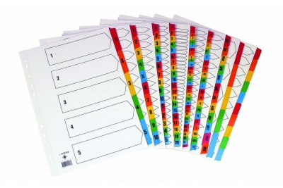 Performance White Board Dividers Multi-Colour Tabbed A - Z Set 1
