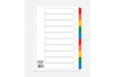 Performance White Board Dividers Multi-Colour Tabbed 10 Part Set