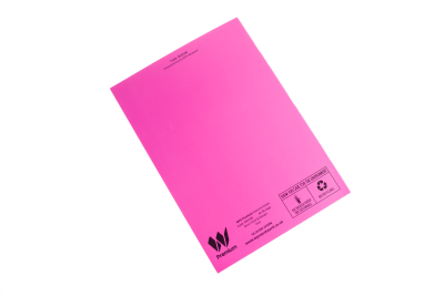 Premium A4+ Exercise Book Portrait 80 Pages Pk 50 8mm Feint & Margin Pink 1