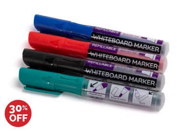 Premium Whiteboard Marker Bullet Tip Assorted Colours Pk12