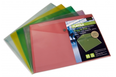 Performance 100% Recycled Material Polyprop Document Wallets  A3 Assorted Pk 5